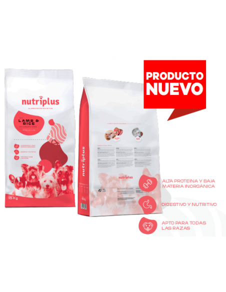 Pienso Nutriplus para perros adultos Cordero y arroz