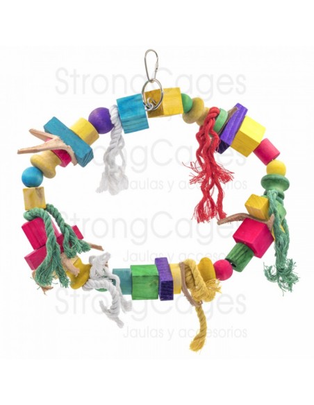 Juguete de loro aro madera y cuero