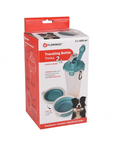Recipiente De Viaje 2 En 1 Para Comida Y Agua Flamingo Pack 3 uds