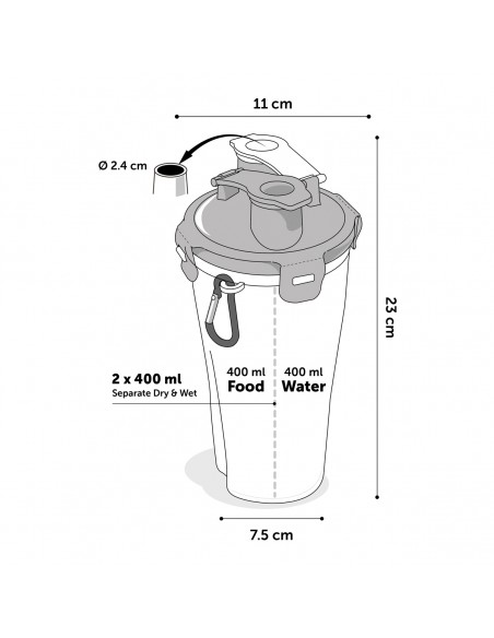 Recipiente De Viaje 2 En 1 Para Comida Y Agua Flamingo Pack 3 uds