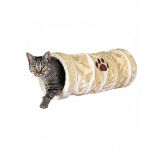 Túnel Juego Gatos, Peluche, ø22 x 60 cm, Beige