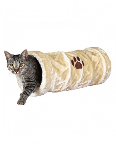 Túnel Juego Gatos, Peluche, ø22 x 60 cm, Beige