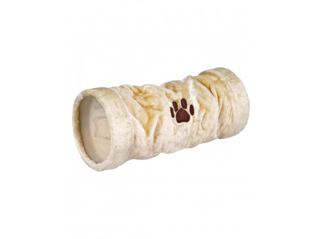 Túnel Juego Gatos, Peluche, ø22 x 60 cm, Beige