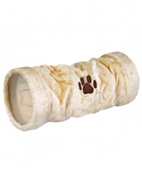 Túnel Juego Gatos, Peluche, ø22 x 60 cm, Beige