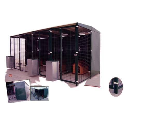 Batería de perrera modular 4x2 m con 3 boxes