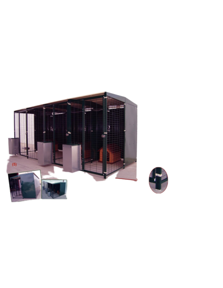 Batería de perrera modular 4x2 m con 3 boxes
