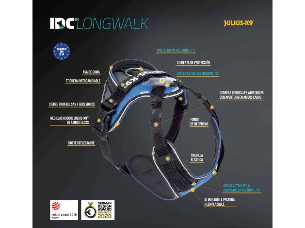 Arnés Julius K9 Longwalk Azul