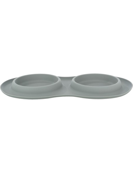 Set de comederos, silicona/acero inoxidable gris