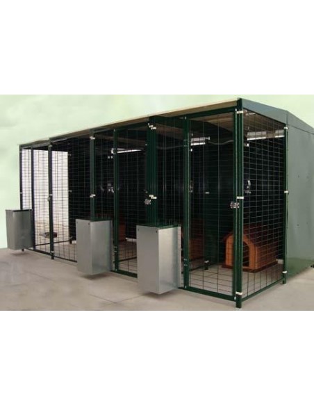 Batería de perrera modular 4x2 m con 3 boxes