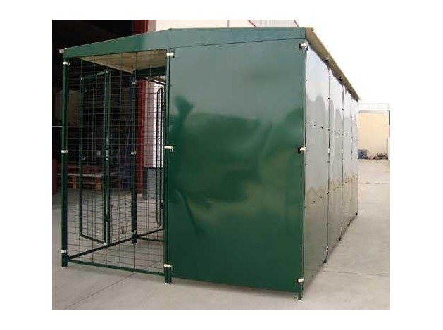 Batería de perrera modular 4x2 m con 3 boxes