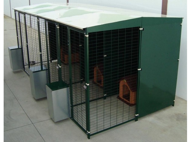 Batería de perrera modular 4x2 m con 3 boxes