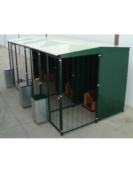 Batería de perrera modular 4x2 m con 3 boxes