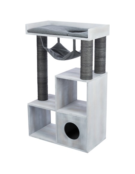 Poste de rascado con función de estantería gris