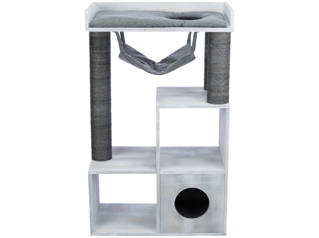 Poste de rascado con función de estantería gris