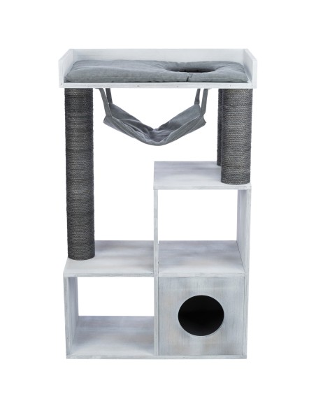 Poste de rascado con función de estantería gris