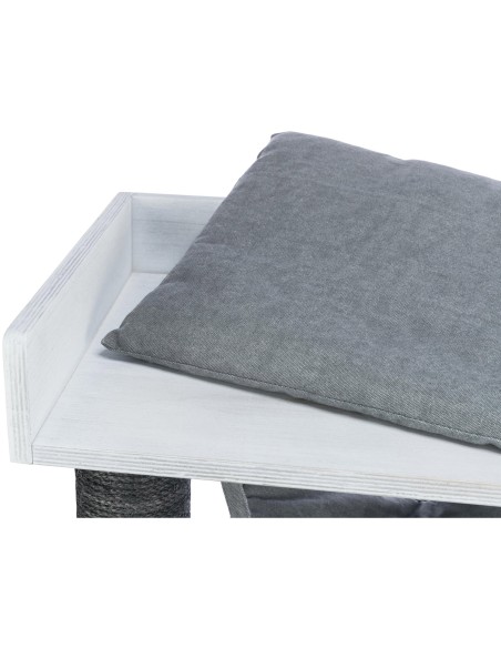 Poste de rascado con función de estantería gris