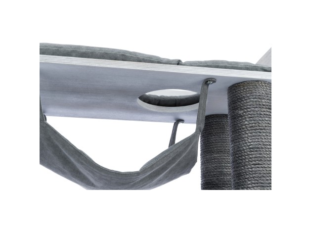 Poste de rascado con función de estantería gris