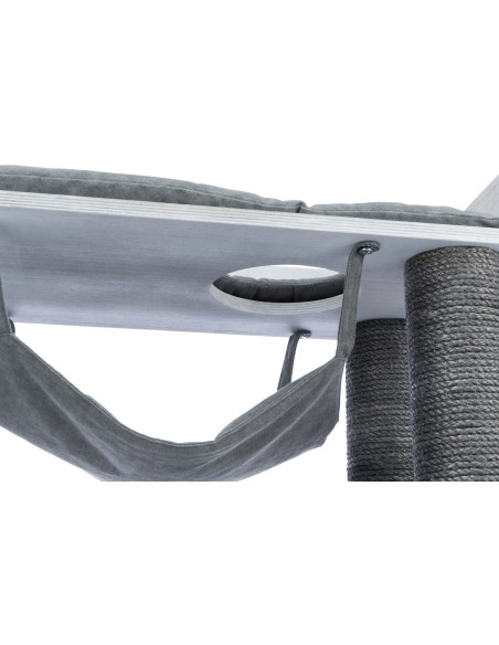 Poste de rascado con función de estantería gris