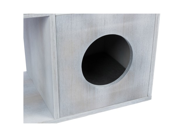 Poste de rascado con función de estantería gris