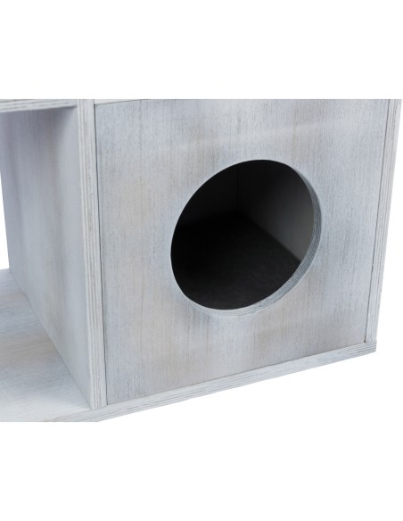 Poste de rascado con función de estantería gris