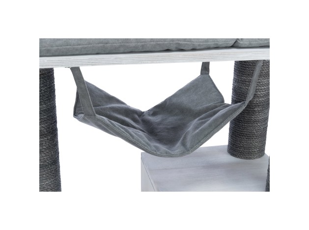 Poste de rascado con función de estantería gris