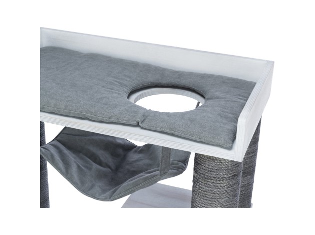 Poste de rascado con función de estantería gris