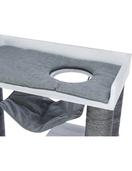 Poste de rascado con función de estantería gris