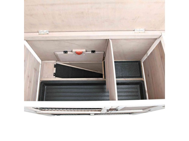 Conejera con Recinto gris/blanco