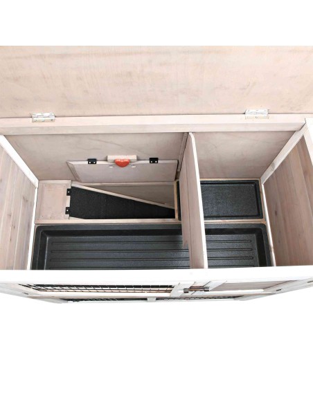 Conejera con Recinto gris/blanco