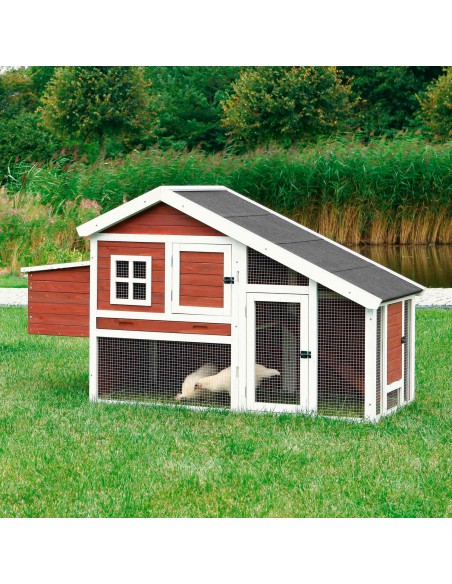 Gallinero con Área de Juego marrón/blanco