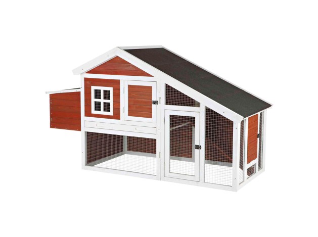 Gallinero con Área de Juego marrón/blanco