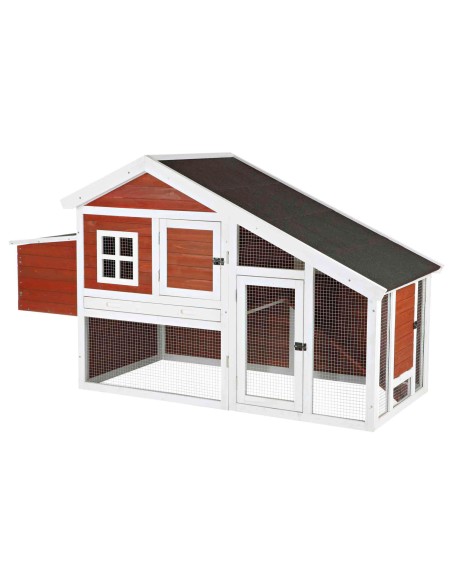 Gallinero con Área de Juego marrón/blanco