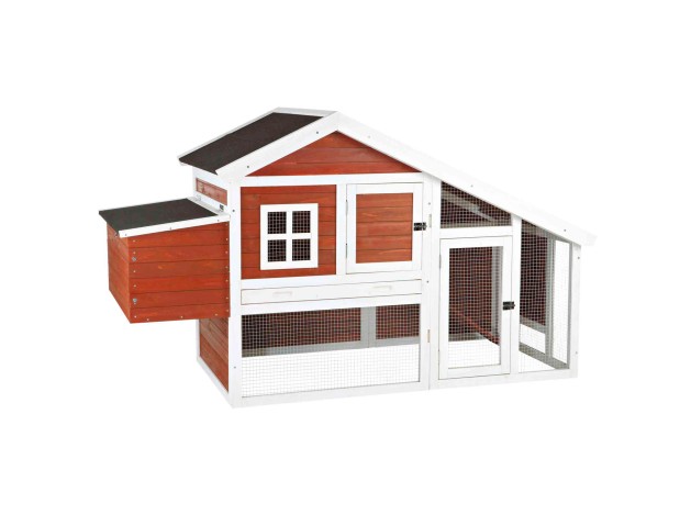 Gallinero con Área de Juego marrón/blanco