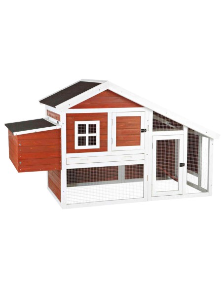 Gallinero con Área de Juego marrón/blanco