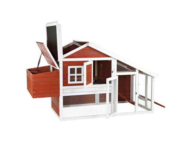 Gallinero con Área de Juego marrón/blanco