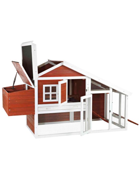 Gallinero con Área de Juego marrón/blanco