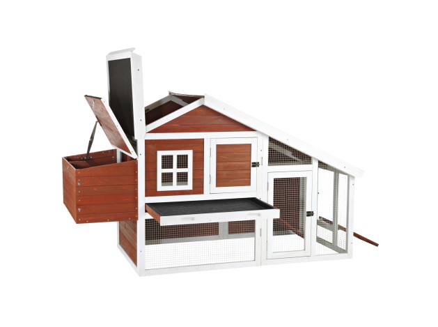 Gallinero con Área de Juego marrón/blanco