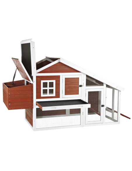 Gallinero con Área de Juego marrón/blanco