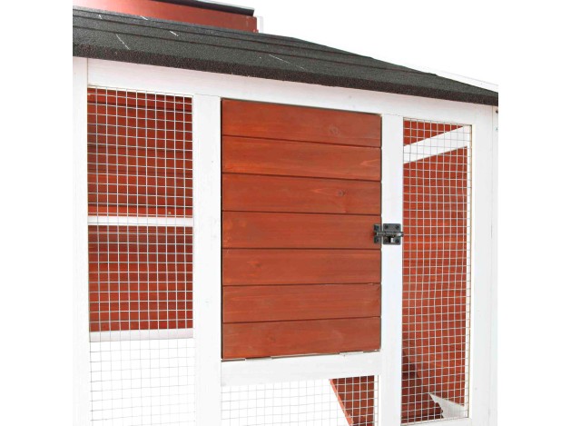 Gallinero con Área de Juego marrón/blanco