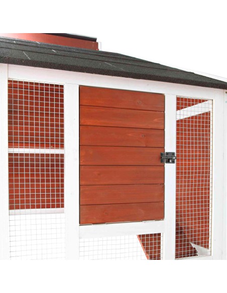 Gallinero con Área de Juego marrón/blanco