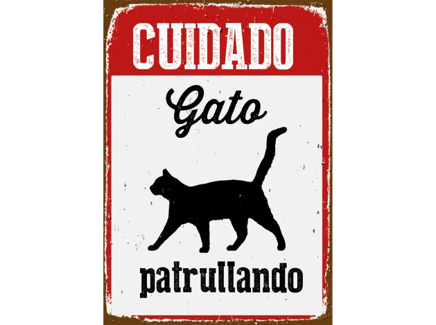 Señal A5 Metálica 'Cuidado Gato Patrullando'