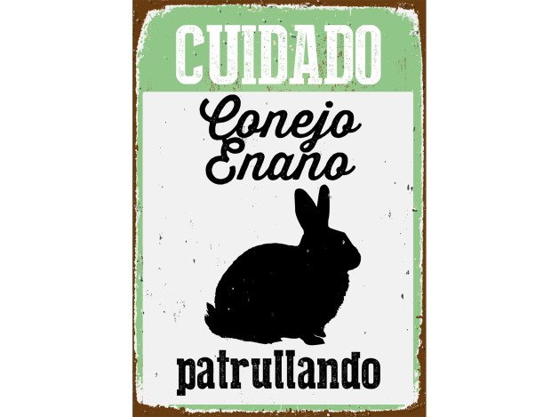Señal A5 Metálica 'Cuidado Conejo Enano...