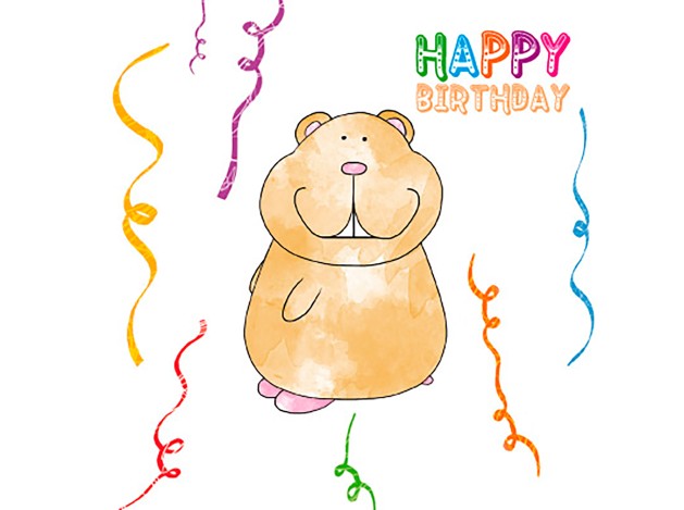 Tarjeta Dibujo Hámster 'Happy Birthday'