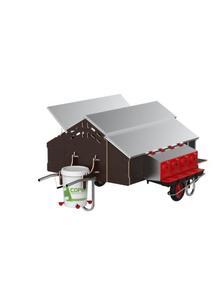 Gallinero móvil 1,5x1,8m con Kit desplazamiento Free-Range