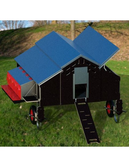 Gallinero móvil 1,5x1,8m con Kit desplazamiento Free-Range