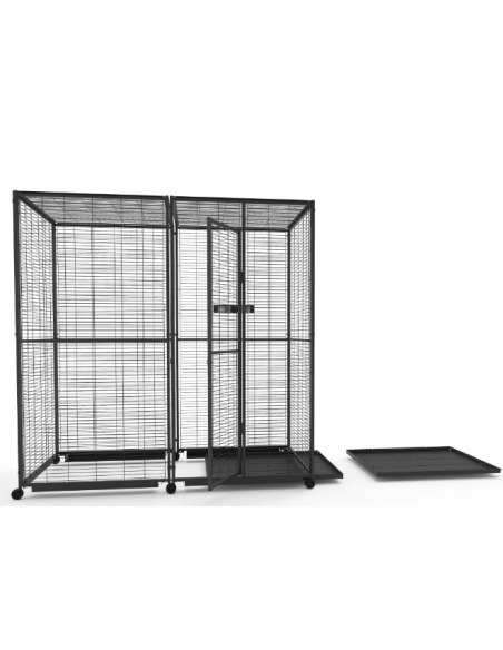 Voladero para Loros 2x1 m con Ruedas y Comederos