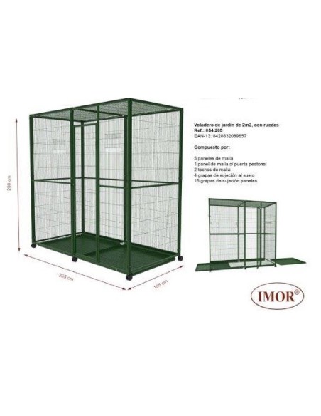 Voladero para pájaros 2m2 con ruedas