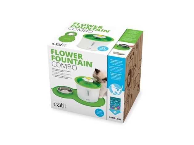 Catit Flower Fountain+Alfombrilla y Comedero, 3L