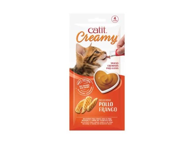 Catit Creamy Pollo, 4x10g - Pack de 12 unidades