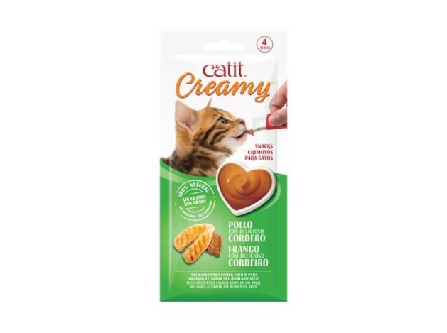Catit Creamy Pollo y Cordero, 4x10g - Pack de 12 unidades
